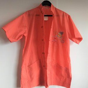 vintage 60s NWT chinese dragon button down bowling shirt